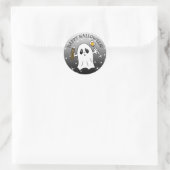 Happy Halloween Ghost met Snoep Ronde Sticker (Tas)