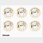 Happy Halloween Ghost met Snoep Ronde Sticker (Vel)
