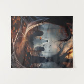 Happy Halloween Ghost op een kerkhof Wandkleed (Voorkant (horizontaal))