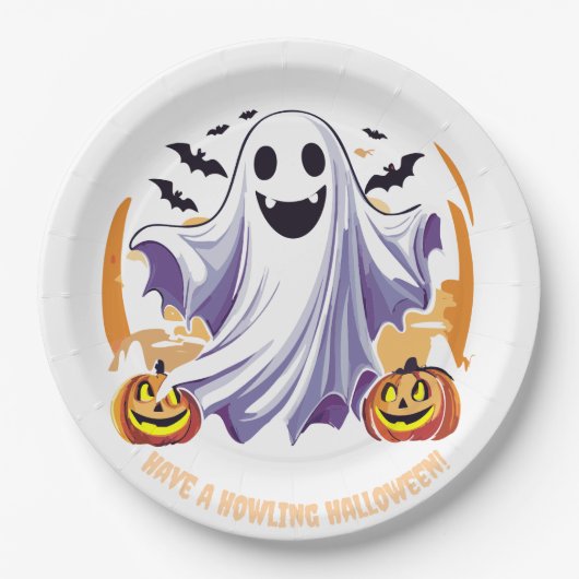 Happy Halloween Ghost Papieren Bordje (Voorkant)