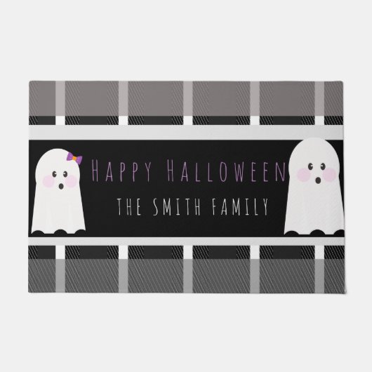 Happy Halloween Ghost Pset Pattern Name Doormat Deurmat (Voorkant)