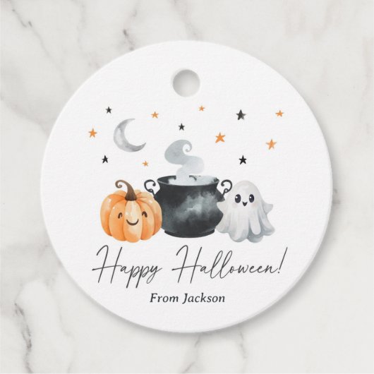 Happy Halloween Ghost Pumpkin Bedankjes Labels (Voorkant)