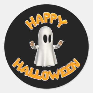 Happy-Halloween-Ghost Ronde Sticker