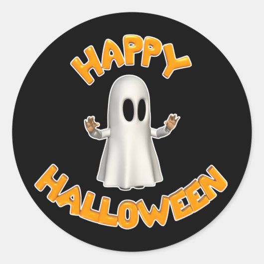 Happy-Halloween-Ghost Ronde Sticker (Voorkant)