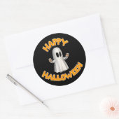 Happy-Halloween-Ghost Ronde Sticker (Envelop)