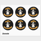 Happy-Halloween-Ghost Ronde Sticker (Vel)