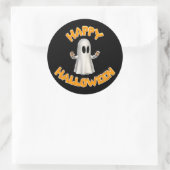 Happy-Halloween-Ghost Ronde Sticker (Tas)