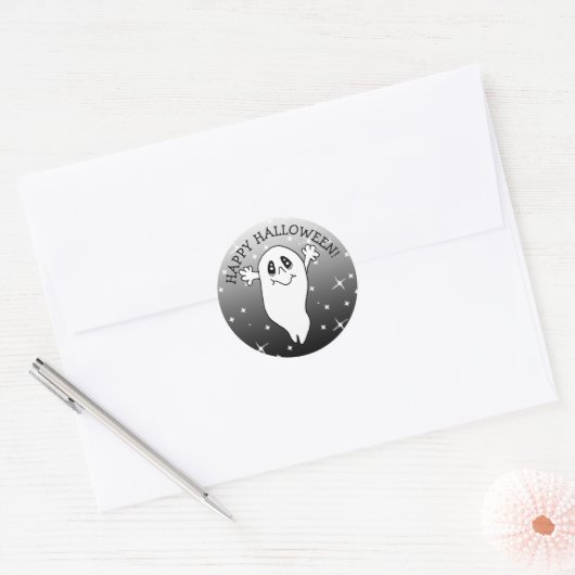 Happy Halloween Ghost Ronde Sticker (Envelop)