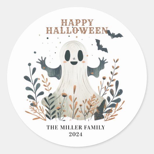 Happy Halloween Ghost Round Stickers (Voorkant)