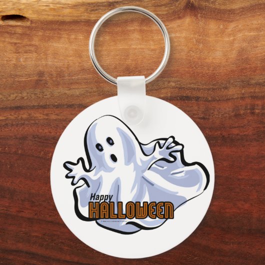 Happy Halloween Ghost Sleutelhanger (Voorkant)