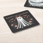 Happy Halloween Ghost Square Paper Onderzetter (Schuin)
