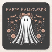Happy Halloween Ghost Square Paper Onderzetter (Voorkant)