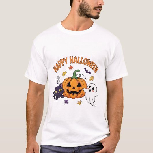Happy Halloween Ghost T-shirt (Voorkant)
