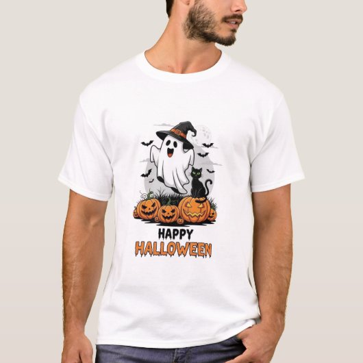 Happy Halloween Ghost T-shirt (Voorkant)