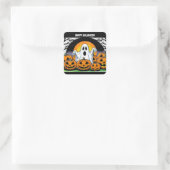 Happy Halloween Ghost Vierkante Sticker (Tas)
