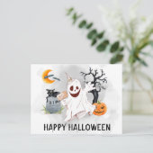 Happy Halloween Ghost Waterverf Briefkaart (Staand voorkant)