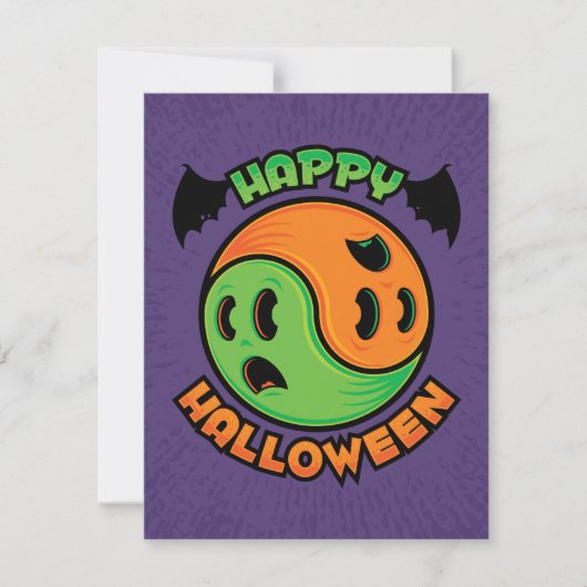 Happy Halloween Ghost Yin-Yang Kaart (Voorkant)