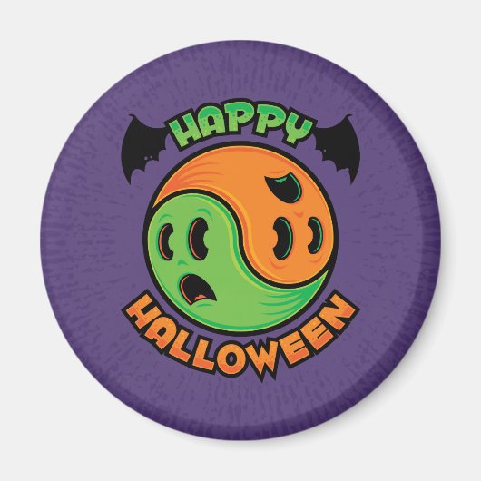 Happy Halloween Ghost Yin-Yang Magneet (Voorkant)