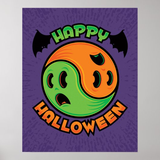 Happy Halloween Ghost Yin-Yang Poster (Voorkant)