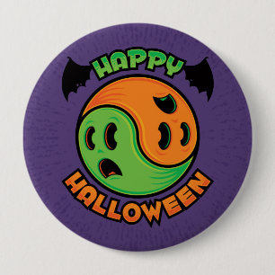 Happy Halloween Ghost Yin-Yang Ronde Button 4,0 Cm