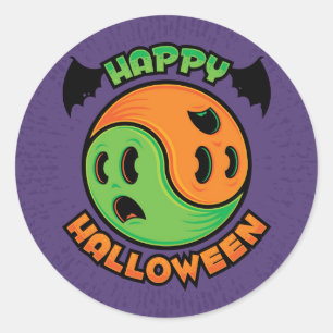 Happy Halloween Ghost Yin-Yang Ronde Sticker