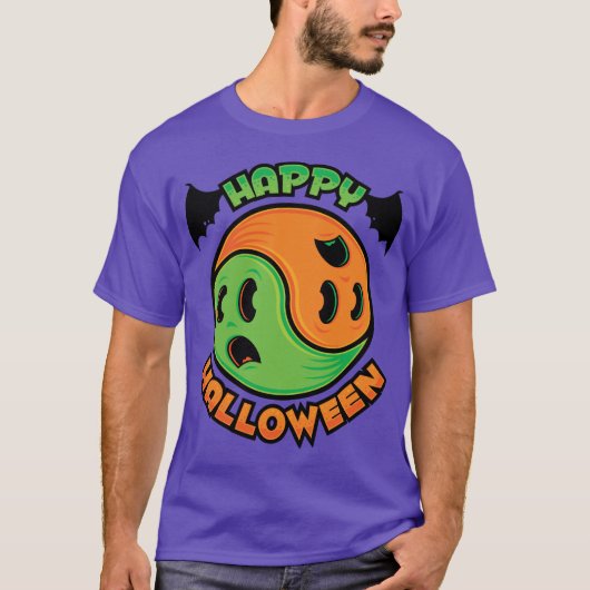 Happy Halloween Ghost Yin-Yang T-shirt (Voorkant)