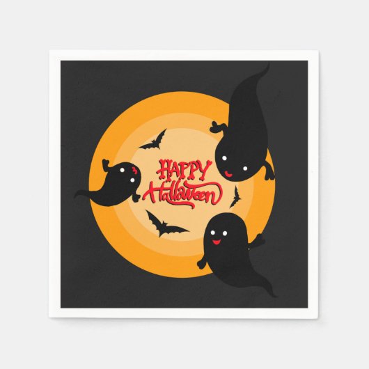 Happy Halloween Ghosts and Bats Paper Napkins Servet (Voorkant)