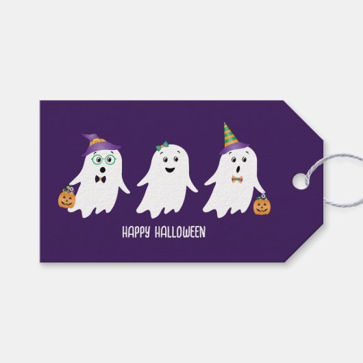 Happy Halloween Ghosts Trick or treat Cadeaulabel (Voorkant (Horizontaal))
