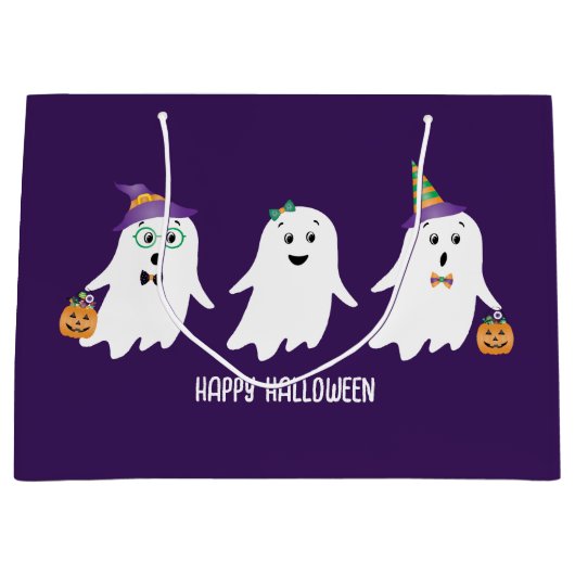 Happy Halloween Ghosts Trick or treat Groot Cadeauzakje (Voorkant)