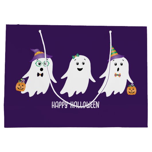 Happy Halloween Ghosts Trick or treat Groot Cadeauzakje (Achterkant)