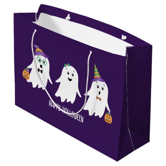 Happy Halloween Ghosts Trick or treat Groot Cadeauzakje (Achterkant Gekanteld)