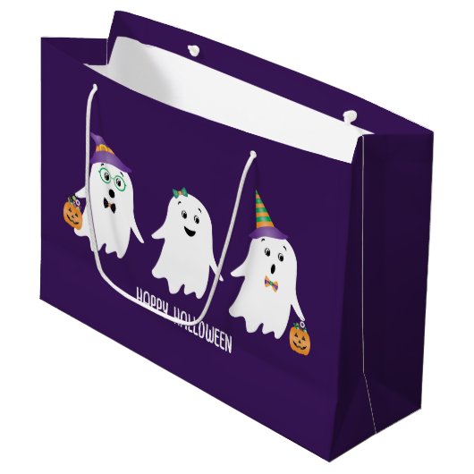 Happy Halloween Ghosts Trick or treat Groot Cadeauzakje (Voorkant Gekanteld)
