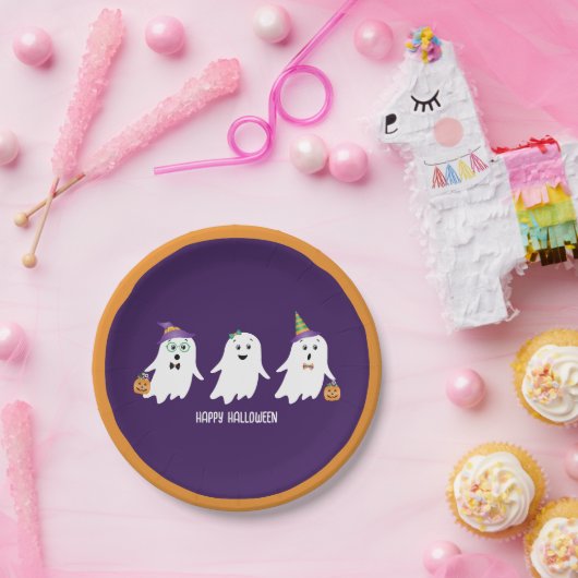 Happy Halloween Ghosts Trick or treat Papieren Bordje (Feest)