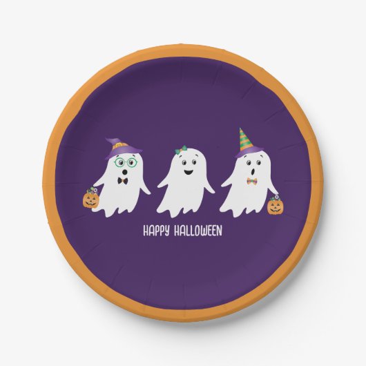 Happy Halloween Ghosts Trick or treat Papieren Bordje (Voorkant)