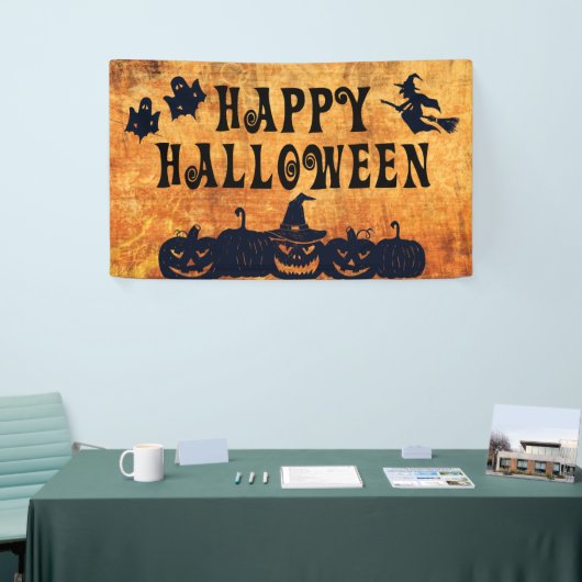 HAPPY HALLOWEEN Ghosts Witch Pumpkins Spandoek (Beurs)