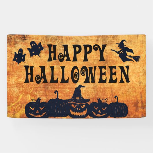 HAPPY HALLOWEEN Ghosts Witch Pumpkins Spandoek (Horizontaal)