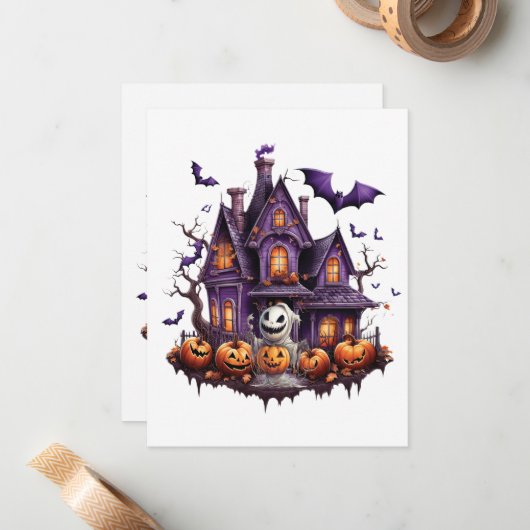 Happy Halloween Ghoul Notitiekaartje (Voorkant / Achterkant in situ)