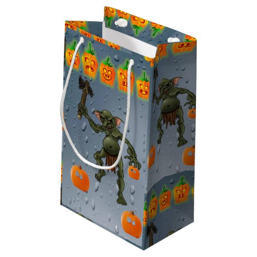 Happy Halloween Gift Bag, Goblin Klein Cadeauzakje (Achterkant Gekanteld)