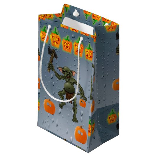 Happy Halloween Gift Bag, Goblin Klein Cadeauzakje (Voorkant Gekanteld)