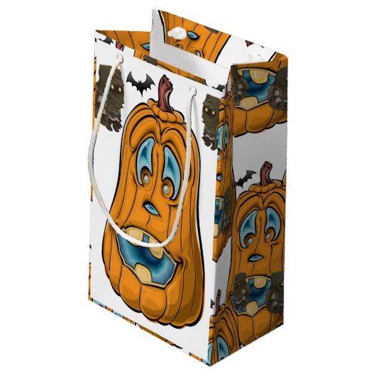 Happy Halloween Gift Bag, pompoen Klein Cadeauzakje (Achterkant Gekanteld)