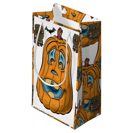 Happy Halloween Gift Bag, pompoen Klein Cadeauzakje (Voorkant Gekanteld)