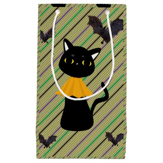 Happy Halloween Gift Bag, zwarte kat Klein Cadeauzakje (Voorkant)