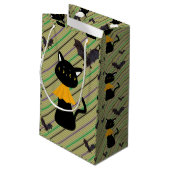 Happy Halloween Gift Bag, zwarte kat Klein Cadeauzakje (Achterkant Gekanteld)
