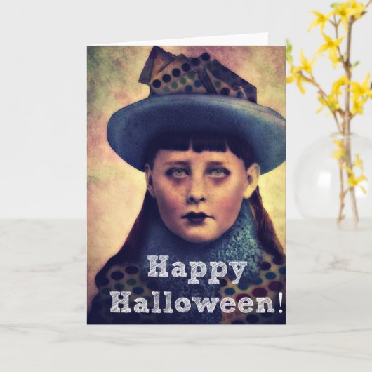 Happy Halloween Girl Kaart (Gele Bloem)