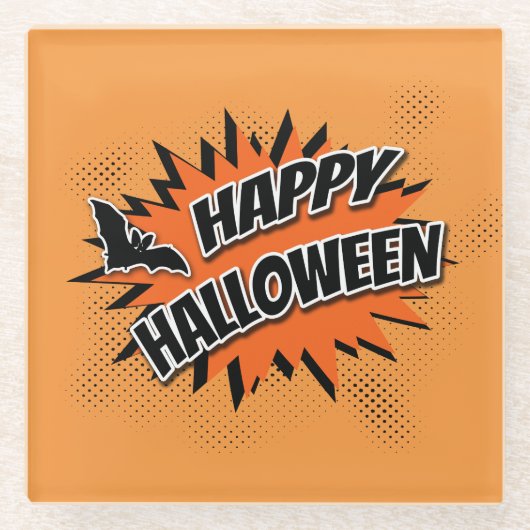 Happy Halloween Glazen Onderzetter (Voorkant)