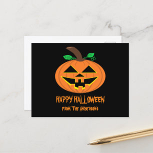 Happy Halloween glimlachend pompoenBriefkaart Briefkaart