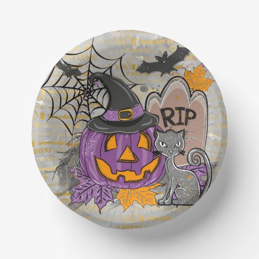 Happy Halloween Glitter en Sparkle Paper Bowl Papieren Kommen (Voorkant)