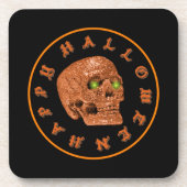 Happy Halloween Glitter Skull Black Onderzetters (Voorkant)