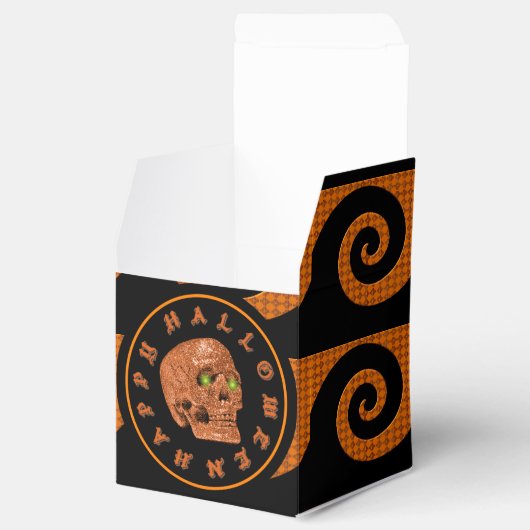 Happy Halloween Glitter Skull Cube Favor Box Bedankdoosjes (Geopend)