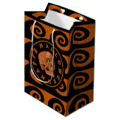 Happy Halloween Glitter Skull Gift Bag Medium Cadeauzakje (Voorkant Gekanteld)